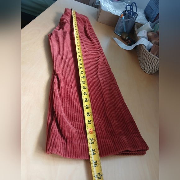 ZARA Corduroy Size S CROP Women Pants Burned Orange Color - Picture 7 of 8